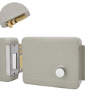 Electric Door Strike Lock Kit Offering Straight Up Dependable Two Way Talk Communication For Easy Access Control Nine To Twelve Volt Electromagnetic Security Strike with iron housing.