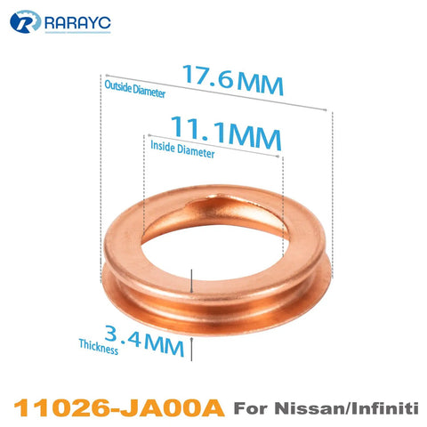 20 Piece Oil Drain Plug Crush Washer Kit 11026 JA00A For Nissan Infiniti Copper C2680H Washers With 17.6mm Outer Diameter 11.1mm Inner Diameter 3.4mm Thick For Leak Free Oil Changes, copper washer dimensions
