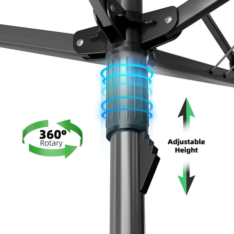 Heavy Duty Outdoor Umbrella Drying Rack With 360 Degree Rotating Drying Arms Height Adjustable Clothesline For Large Blankets And Sheets