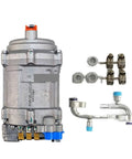 Premium 24V AC Electric Compressor Kit For Cars Trucks And Heavy Vans Easy Drop In Install includes compressor and fittings.