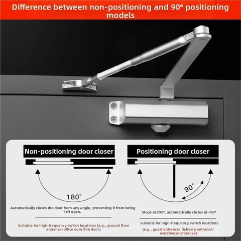 Heavy Duty 25 to 85Kg Door Closer With Adjustable Speed Quiet Soft Close Hydraulic Buffer, Aluminum Alloy Silver Finish, comparison
