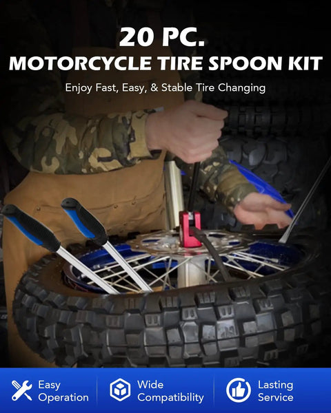 20-piece 14.5 Inch Tire Spoon Kit With 20-Piece Tire Changing Tools For Motorcycle, Dirt Bike, Lawn Tractor And Bicycle in use