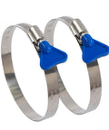 2 Pack 6 Inch Stainless Steel Worm Gear Hose Clamps Adjustable 130 to 152mm Beefy Heavy Duty Clamps with blue turn keys