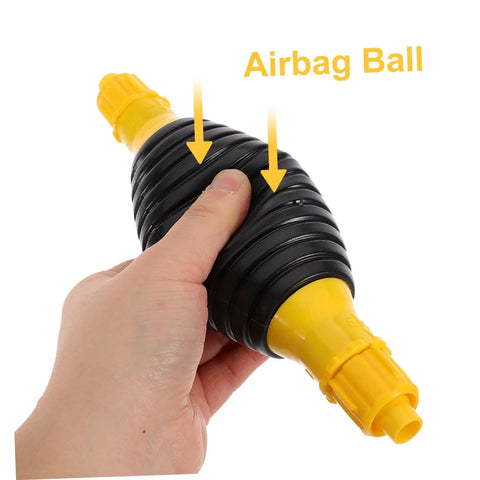 Portable Transfer Pump For Trucks, Cars, And Boats - Manual Siphon Pump For Fast Liquid Transfer, Easy Extraction, No Spill Design, Anti Leak Air Feature, Great For Yachts And Heavy Equipment Tools, black airbag ball with yellow fittings