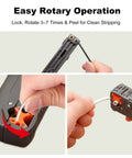 Two Piece Coax Cable Stripper Kit With Wire Cutter And Crimping Tool For RG59 RG58 RG6 RG11 showing rotary operation