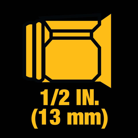 Illustration showing 1/2 inch (13 mm) size, related to 20V Max Cordless 1/2 Inch Impact Wrench With 4 Speed High Torque Beefy Brushless Motor