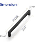 Eight Inch Square Cabinet Handles Matte Black Pulls For Kitchen Drawers And Cabinets Set Of Eighteen Durable Hardware