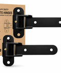 Heavy Duty Gate Hinges Two Pack Upgraded Ball Bearing Hardware For Wood And Metal Gates, 900 Lbs Per Pair, Carbon Steel Fence Hinge Set For Barn Doors, Driveways, Gardens, Sag Proof And Smooth Operation, black hinge set on box