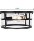 Industrial Flush Mount Ceiling Light With Seeded Glass Shade for Hallway Entryway Kitchen Living Room Bright 2 Light E26 Fixture