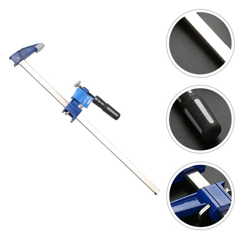 Heavy-Duty 6-Inch F Clamp For Woodworking Blue Clip, Fast Bar Carpenter Clamp with metal bar and black handle details