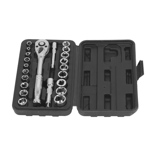 Pro Grade Hex Socket Wrench Set With 72 Tooth Quick Release Reversible Ratchet For Automotive Repair Garage Ready 20 Piece Kit