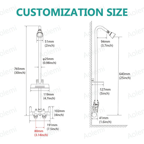 Outdoor Shower Kit With Two Handle Exposed Shower Brass Valve 3 Inch Center Showerhead Soap Dish Brushed Nickel Durable Corrosion Resistant For Pool Patio Beach House Easy Install