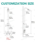 Outdoor Shower Kit With 3 Inch Center Faucet System diagram showing dimensions and fittings, matte black finish.
