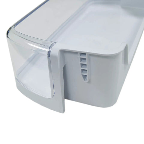 Close-up of Genuine OEM Door Shelf Bin For Refrigerators White Replacement Part DA9708348A Fits Samsung Refrigerators