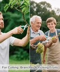 People using Two Pack Pruning Shears With Stainless Steel Blades, Low-Friction Nonstick Cut for branches and fruit cutting