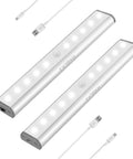 Stick On Portable Wireless LED Night Light With 10 LEDs, Magnetic Tap Light, Motion Sensor Or Always On, Rechargeable Battery