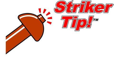 Illustration of striker tip with text 'Striker Tip!' for Heavy Duty Welding Studs 2.5mm Copper Coated Steel 500 Pack For Quick Weld And Easy Pull.