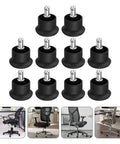Heavy Duty Nylon Caster Wheel Covers Turn Loose Chairs Stationary Lock Em Solid Skip The Floor Squeaks Smooth Silent Glides Non Slip Carpet Savers Quick Snap Fit Ten Pack displayed in a grid.
