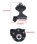 Top Shelf Two Piece Idler Hub Spindle Kit With 6 By 5.5 Bolt Pattern showing measurements, ideal for shipping containers and work rigs.