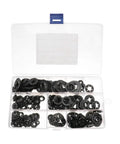 280 Pieces Manganese Steel Plum Tooth Lock Washers With Internal Teeth, Black Metal Retainer Rings in plastic box