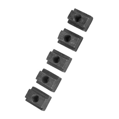 5 Piece Beefy M6 T Slot Nuts Set Black Oxide Carbon Steel Threaded Inserts For Aluminum Profiles lined up