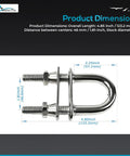 Badass 316 Stainless Steel U Bolt With Plates Nuts And Washers 4 85 Inch Long 2 25 Inch Wide 46Mm Center 8Mm Diameter dimensions for marine use