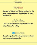 Endorsements for Kangaroo doorbell camera from 9to5Toys, New York Magazine, and Digital Trends highlighting affordability and simplicity.