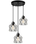 Three Light Adjustable Pendant Light Fixture With Long Cord, Super Easy Custom Height Setup For Kitchen And Dining Room, Killer Industrial Farmhouse Hanging Lamp With Vintage Glow That Truly Slaps In Any Open Concept Space, black metal design.
