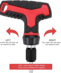 T-Handle Ratchet Screwdriver Set With Magnetic Bit Holder showing left-right rotation instructions