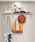 Slick Wall Mounted Coat Rack For Entryway Essentials With Sturdy Rustic Hooks, holding a hat and bag in a stylish entryway setup.