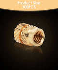 100 Pcs M3 Heat Set Threaded Inserts For 3D Printing Brass Knurled Twill Nuts, Plug And Play For Laptop Housings And Plastic Shells