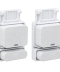 Straight Fire Garage Door Mounting Bracket For Entry Sensors - white steel brackets for secure home alarm setup.