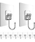Heavy Duty 10 Pack Self Adhesive Hooks Set Removable Reusable Waterproof Transparent Wall Hangers for Bathroom Kitchen Glass Door