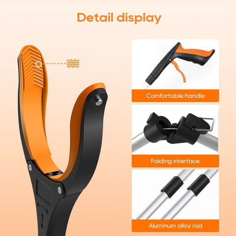 Two Pack 43 Inch Heavy Duty Grabber Reacher Tool With Foldable 360 Degree Rotating Jaw, Magnetic Tip, Ergonomic Grip, Wide Claw For Trash Cleanup Gardening And Reaching High Shelves, Ideal For Seniors