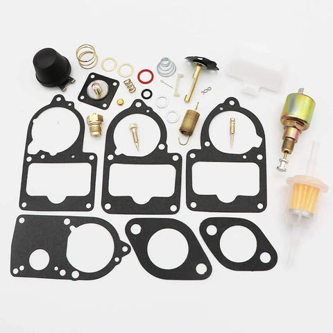 Carburetor Rebuild Kit For VW Solex Brosol Bocar 28 PICT To 34 PICT-3 Stock Carburetor Repair With Float And 12V Cutoff Valve Solenoid