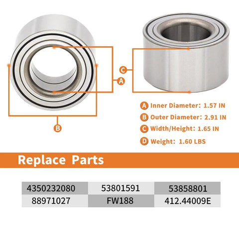 Wheel Hub Bearing Assembly 510070 Pair Front And Rear Compatible With Toyota Celica 2000 2005, Corolla 2003 2019 diagram