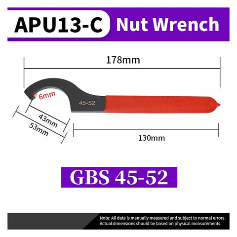 Premium ER16 ER20 ER25 ER32 Collet Chuck Spanner Wrench for CNC Milling Machine Lathe Tools, APU13-C nut wrench with ergonomic grip.