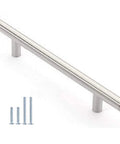 12mm Diameter Brushed Stainless Steel T Bar Cabinet Handles Hollow Pulls 8 Inch Overall Length with 5 Inch Hole Centers and screws