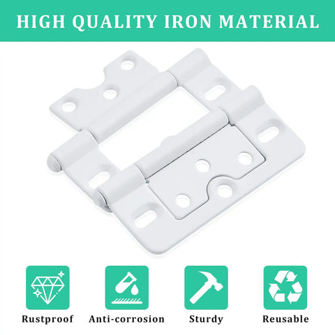 Ten Pack White 3 Inch Non Mortise Shutter Hinges For Screen Doors And Cabinets Easy To Install With Screws Included