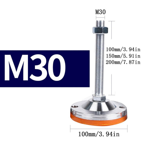 Hardcore Adjustable Furniture Leveler Legs With Thick Rubber Mounts For Workbench And Pool Table Zero Hassle Screw Install, M30 size