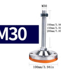 M30 rubber padded leveler for heavy duty metal table legs, 100mm height, steel screw-in design, adjustable furniture support.