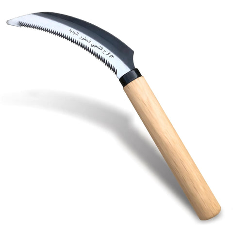 Grass Sickle With Sawtooth Edge Weeding Hoe For Garden High Toughness Stainless Steel With Solid Wood Handle Ergonomic Weeding Tool