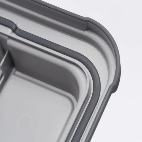 Close-up of Set Of 2 Medium 29 Qt Latch Pro Heavy Duty Plastic Storage Boxes With Water Resistant Seal And Tight Latching Lid