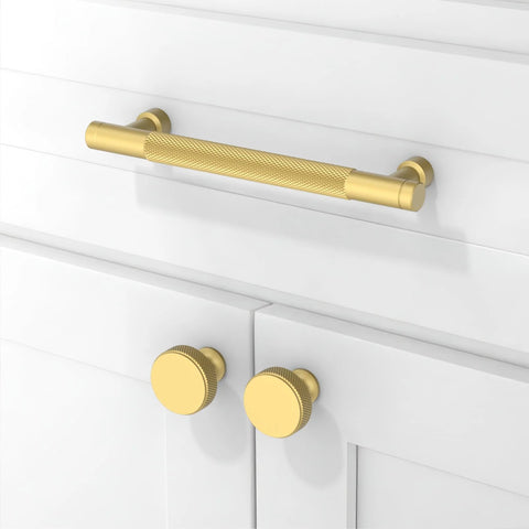 10 Pack Brushed Gold Knurled Cabinet Pulls 5 Inch 128mm Ideal For Kitchen Cabinets And Drawers Durable Metal Hardware With Easy Installation
