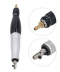 Heavy Duty Pneumatic Pencil Die Grinder with aluminum body and detailed air connectors for precision grinding at 8000 rpm.