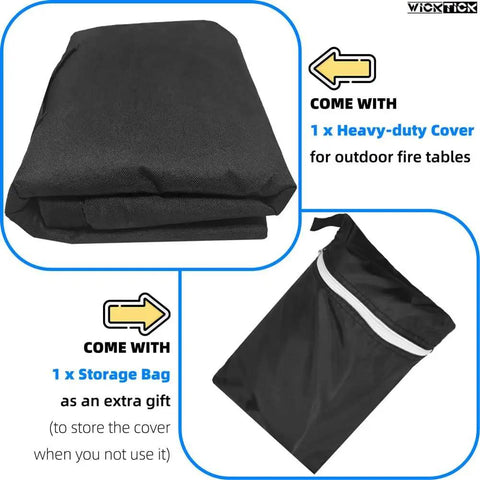 Weatherproof 600D Heavy Duty Square Fire Pit Cover 28 By 28 Inches with storage bag for outdoor patio use