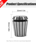 Detailed view of a 40mm tall collet from the 9 Piece ER32 Spring Collet Set For CNC Milling Lathe Engraving Machines