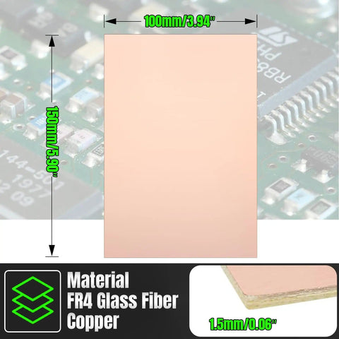 Five Pack FR4 Copper Clad PCB Boards 150x100mm 1.5mm Thick Single Sided For DIY Prototyping Projects