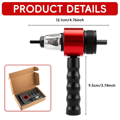 Rivet Nut Gun Adapter Kit For Drill With Carrying Case DIY Friendly Pro Grade Fits M3 M4 M5 M6 M8 Rivnuts High Carbon Steel