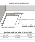 Hole reservation diagram for Electric Remote Control Attic Ladder, showing size and hole specifications for installation.